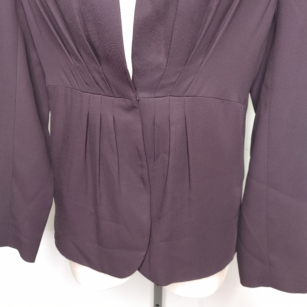 Reiss Carla Eggplant Pleated Viscose Blazer Size M - Picture 3 of 14